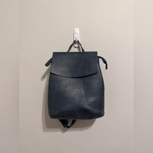Navy Leather Backpack